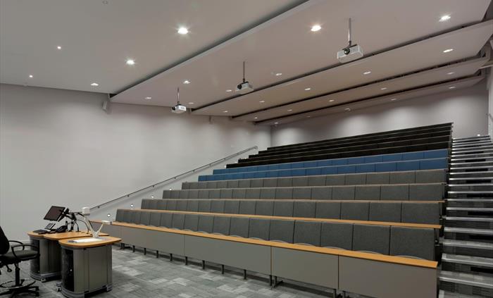 Maximum capacity 200 people, triple projection, PA system, air con, fully accessible.